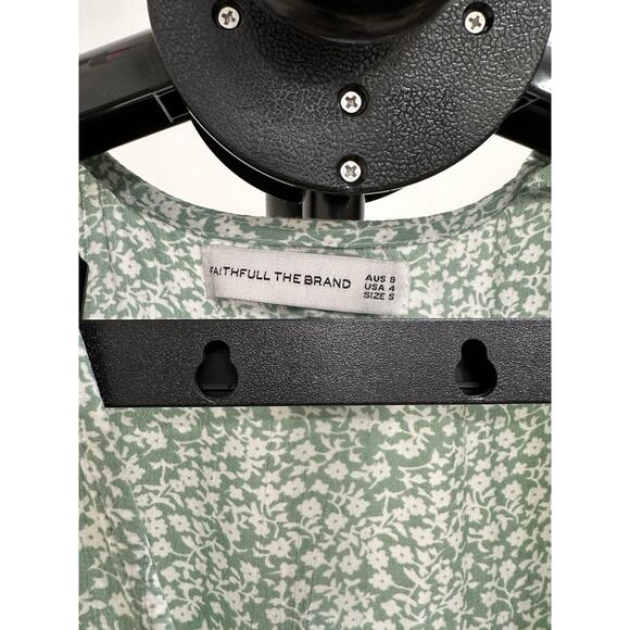 Faithfull The Brand Chiara Green Floral Wrap Midi Dress Size Small 4 - Picture 4 of 13